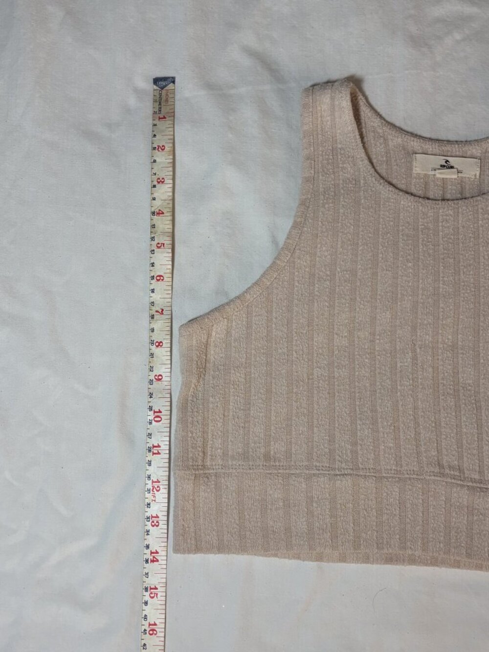 Cream/White Ribbed Tank Top, Ripcurl Size M - Picture 6 of 8